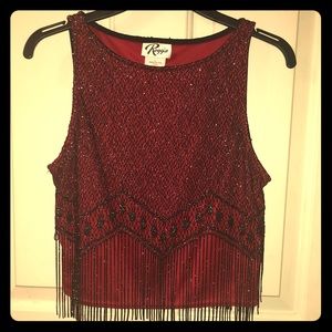 Vintage NWT flapper fringe cocktail top